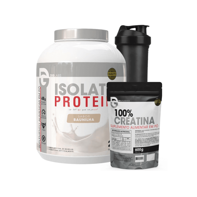 Kit Iso Protein 2kg + Creatina 100% Pura 600g + Coqueteleira | DG LABS