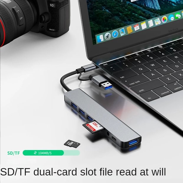 Multi-Hub Splitter para Computador, Adaptador USB 3.0 Tipo C, Docking ...