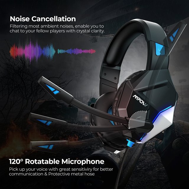 Headset Mpow Eg10 Led Azul 50mm Para Computador Note E Video Game Novo Lacrado Infotec 3541