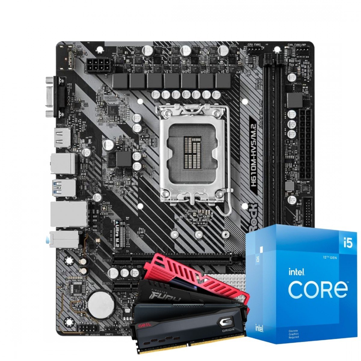 Kit Intel Core i5 12400F + Placa Mãe ASRock H610M-HVS/M.2 R2.0 +