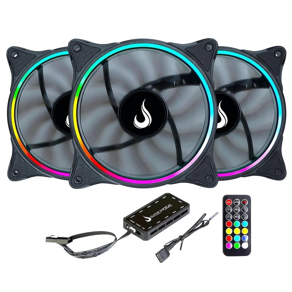 Kit Com 3 Fans/ Ventoinhas Rise Mode Laser, 120mm, ARGB, Preto, Novo ...