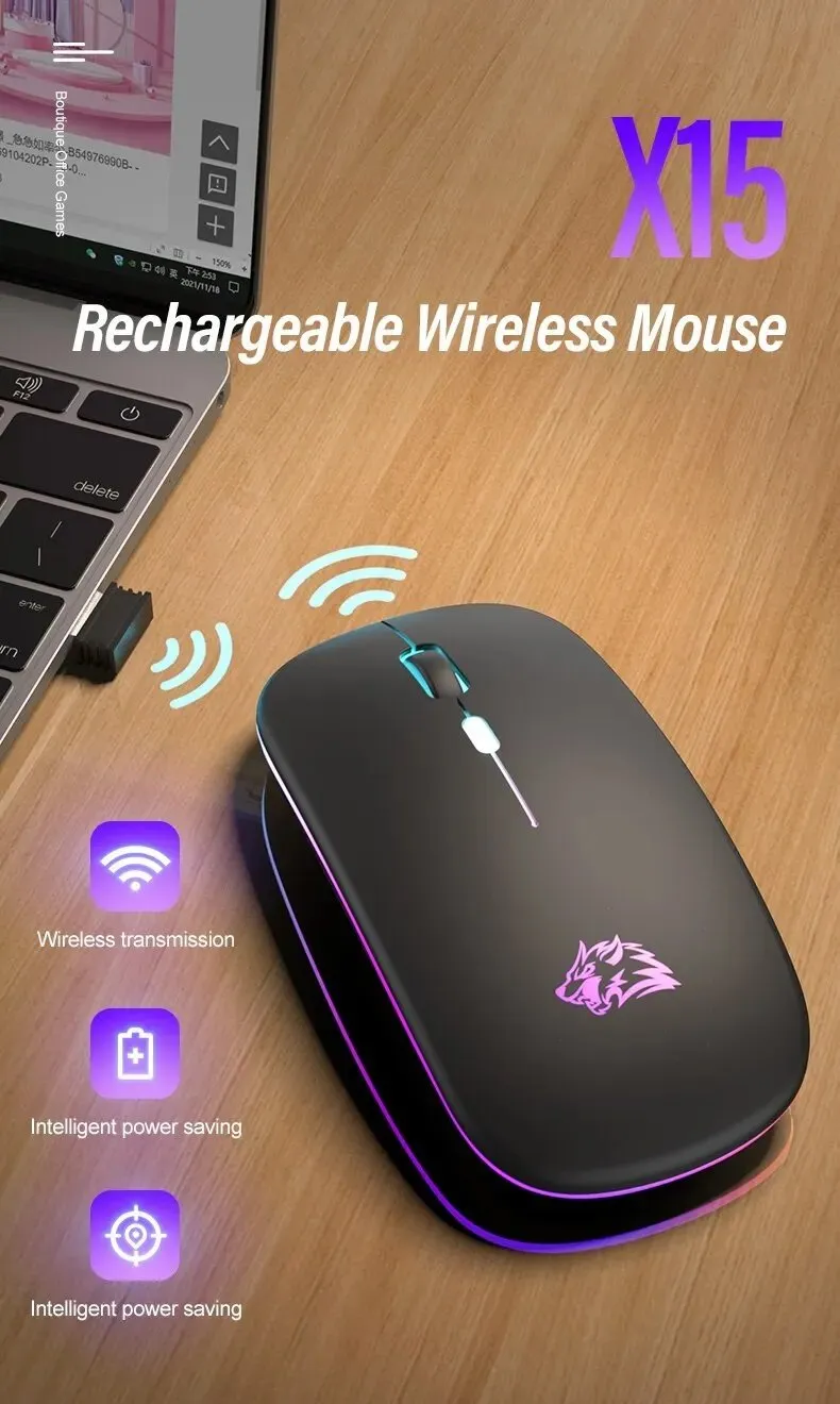 Mouse Sem Fio, Bluetooth e 2.4 GHz, Recarregável RGB , Pequeno e ...
