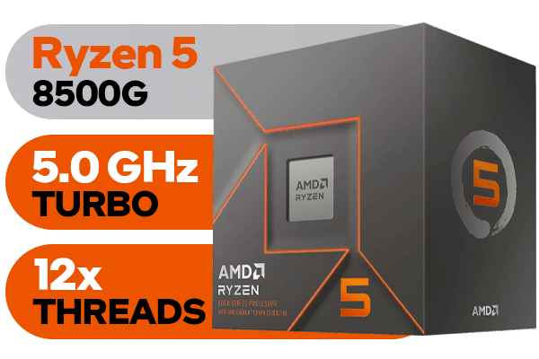 CPU AMD Ryzen 5 8500G Processador AMD Ryzen 5 8500G, 3.5 GHz (5.0GHz Turbo),AM5, Vídeo