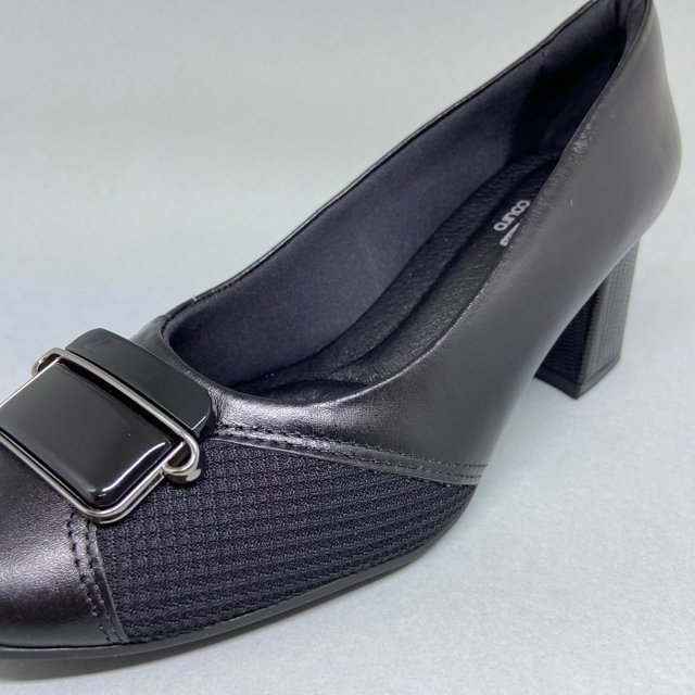 SAPATO SOCIAL FEMININO SALTO BLOCO COURO COMFORTFLEX