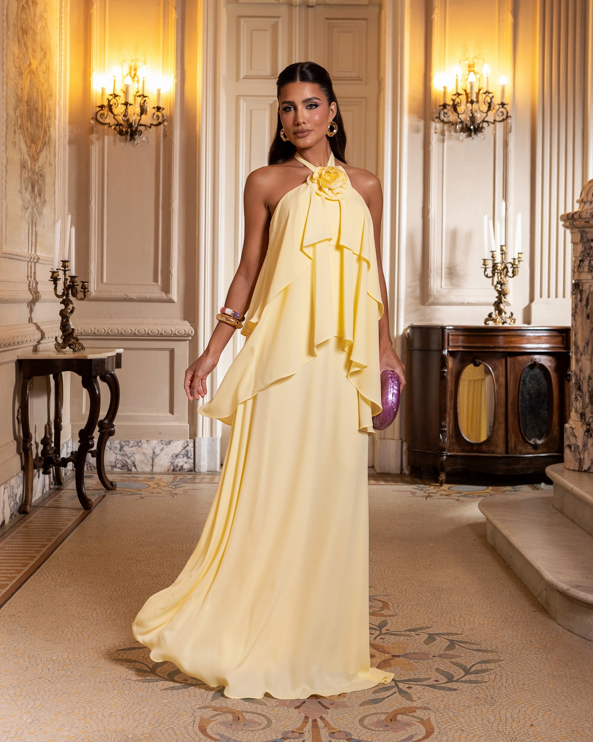Vestido Longo Crepe Musseline 1264 Phize | MARIANA OSORIO STORE