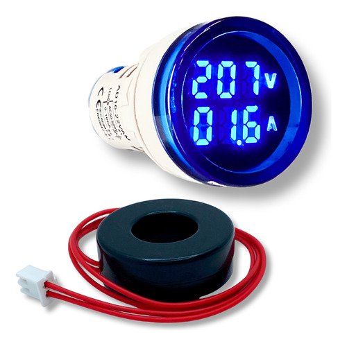 &RatiaN ウォッシングSP Voltímetro E Amperímetro Sinaleiro 100a 22mm Ad16-22vam Azul