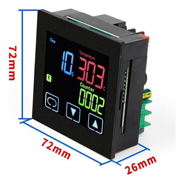 Controlador PID Universal 1/32DIN + SSR 25A + Termopar Tipo K - Ideal Para Hornos, Invernaderos, Calefacción