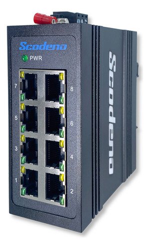 Switch Rede Industrial 8 Portas Trilho Din Xptn-9000-45-8txm