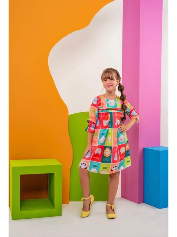 Vestido Infantil Feminino Manga Longa Animais