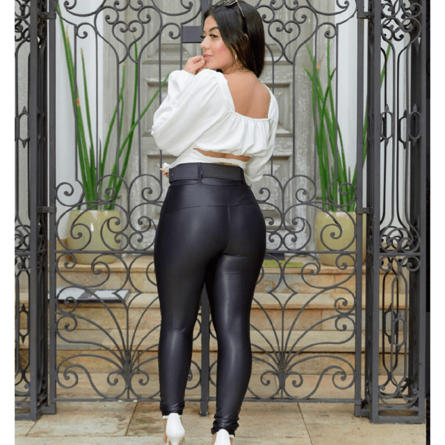 Plus Size CalÃ§a Legging Couro Preta Montaria Preta CalÃ§a Preta