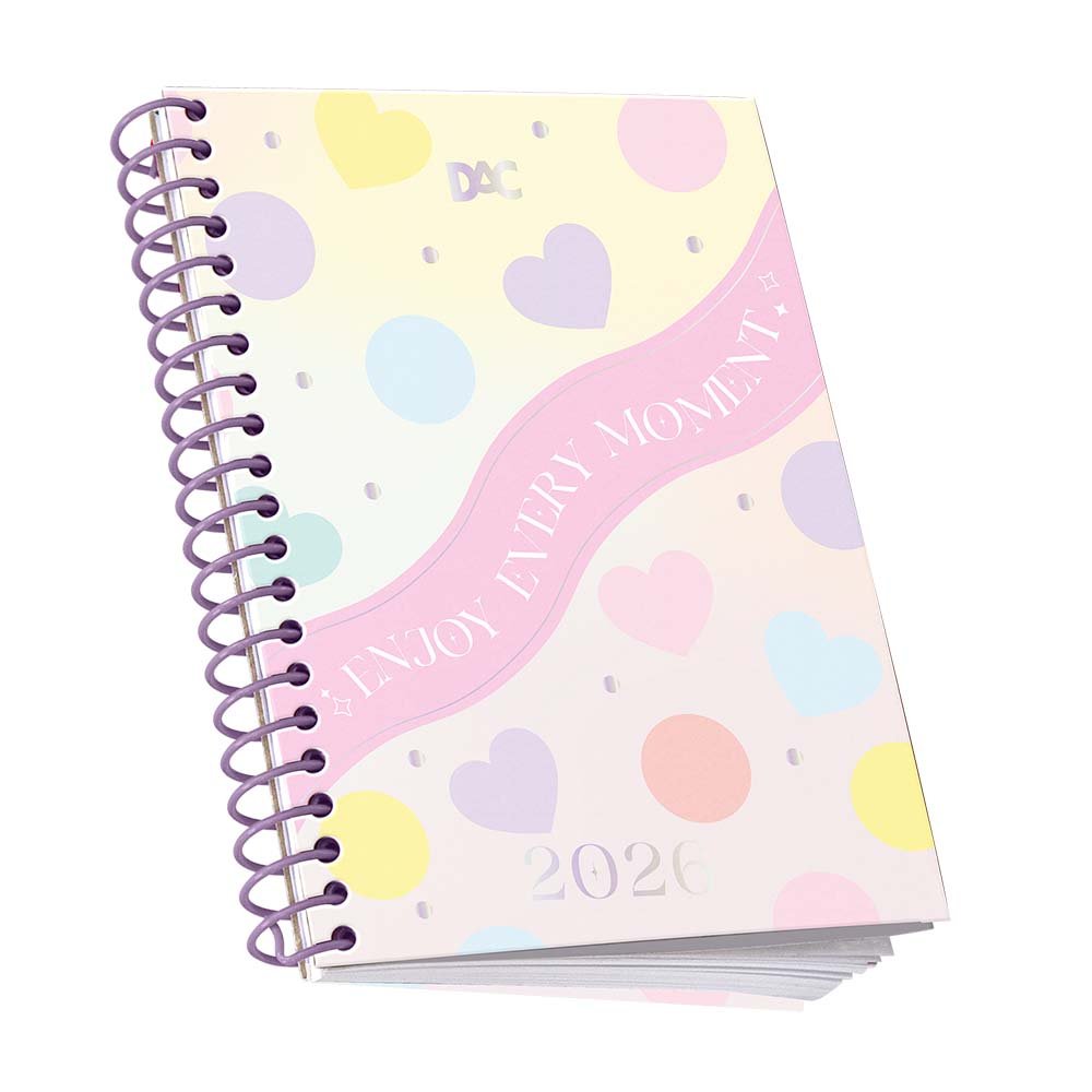 Agenda 2026 Enjoy Espiral - Tamanho A5 Maior DAC | Papelaria Sweet