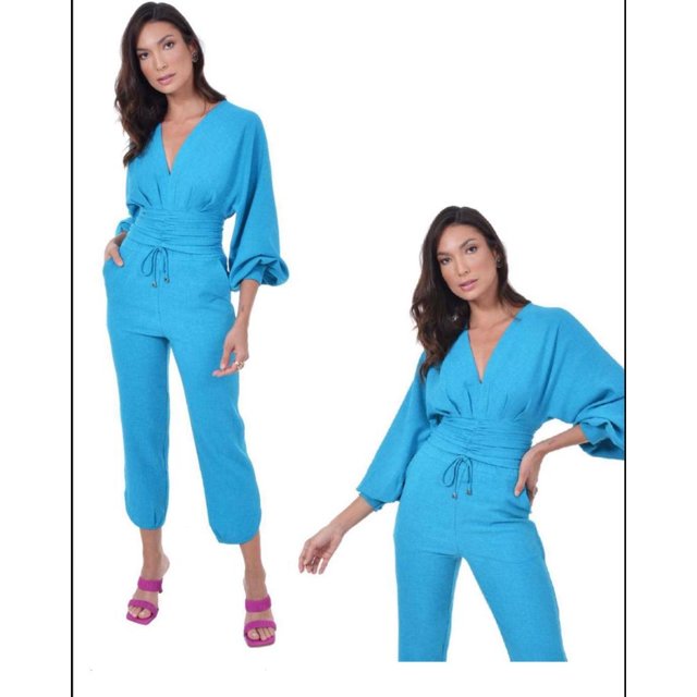 calça azul turquesa