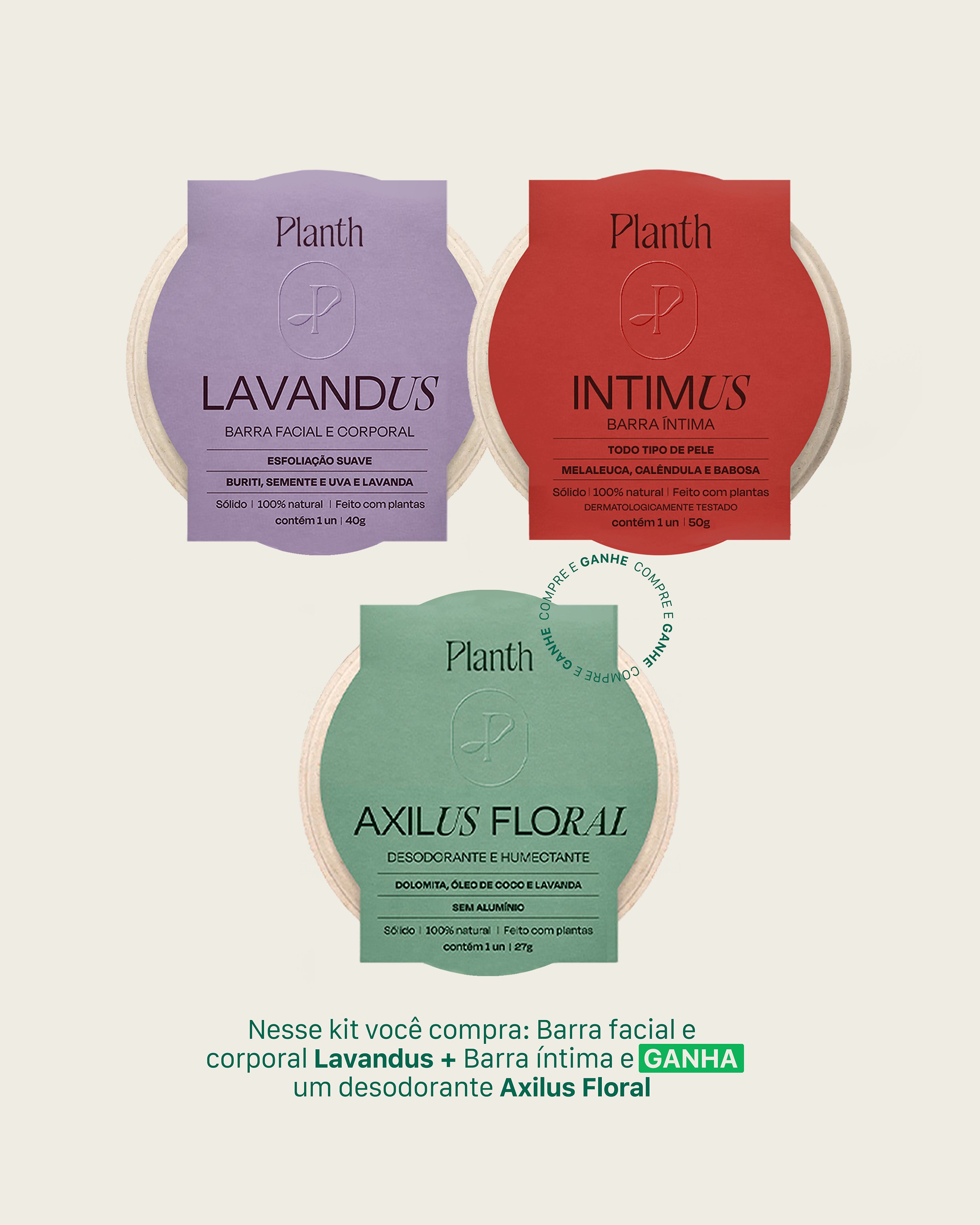 Kit 3 Barras de Transição Natural – Lavandus, Intimus e GANHE