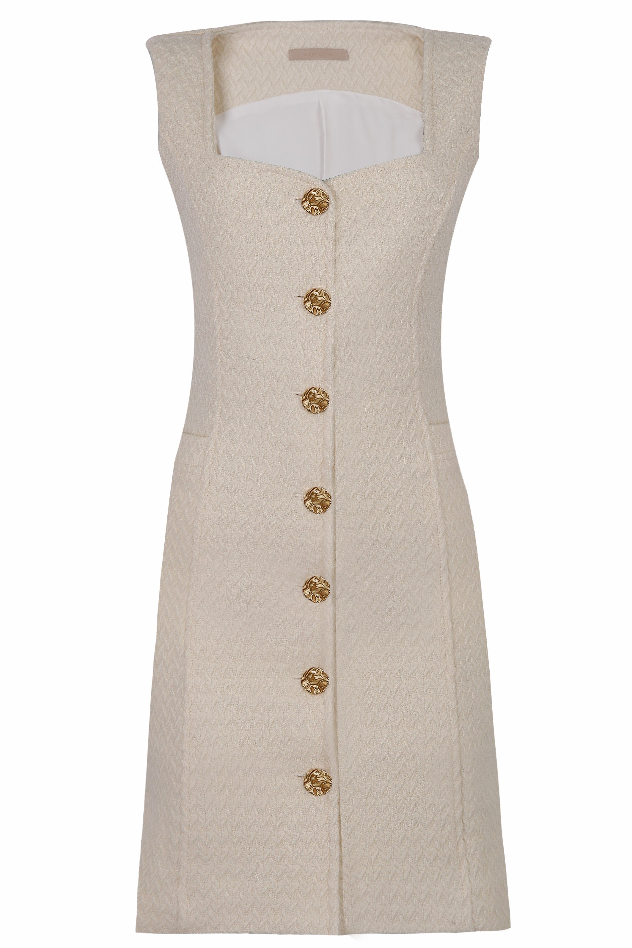 Vestido de Lã Tweed Off White