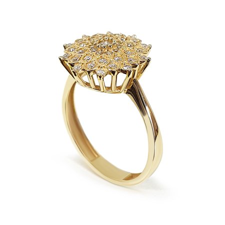 Anel Ouro 18k Flor com 31 Diamantes