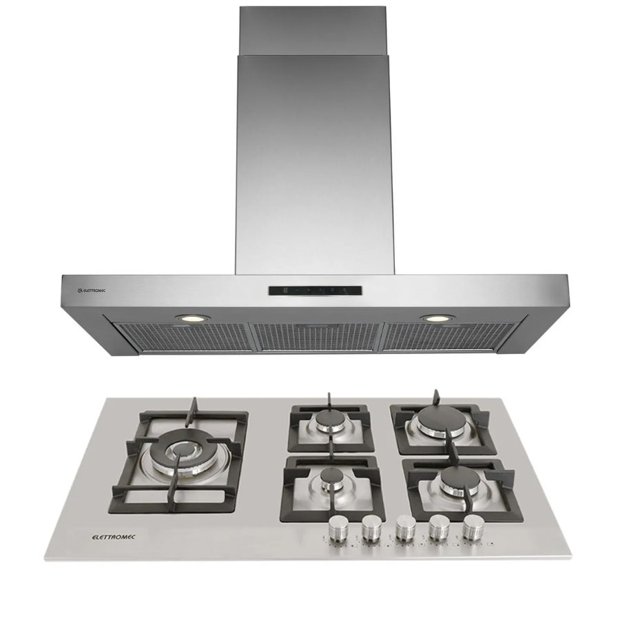 Combo Elettromec Cooktop Quadratto 86 cm e Coifa de Parede Milano 90cm
