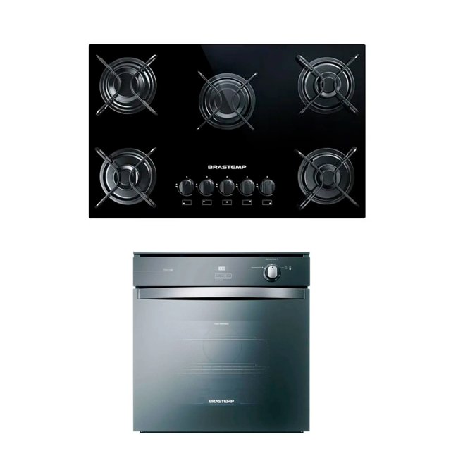 Combo Brastemp: Forno a Gás de Embutir 78 Litros Inox Espelhado ...