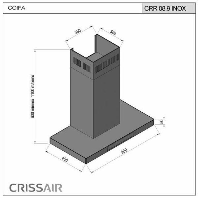 Coifa de Parede Crissair Inox 90cm 220V - CRR 08.9 G3