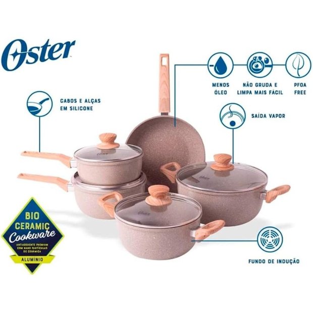 Conjunto de Panelas Cerâmica Oster Top Gourmet 5 peças Dark Dust ...