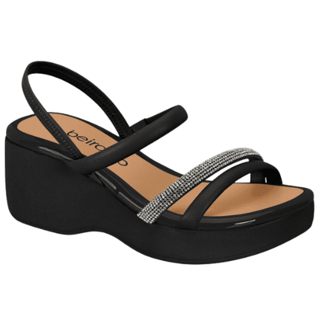 Sand lia Tamanco Feminina Beira Rio Anabela de Strass 8455.307