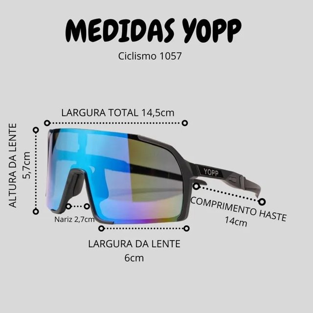 Óculos Yopp de Ciclismo 1057 Lente Preta