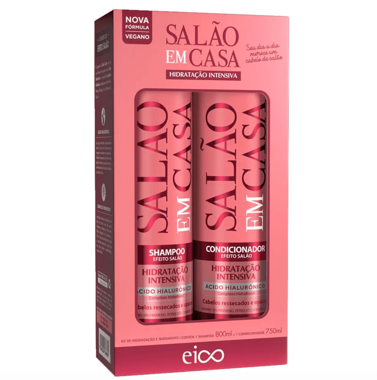 KIT EICO SALÃO EM CASA HIDRATAÇÃO INTENSIVA SHAMPOO 800ml + CONDICIONADOR 750ml