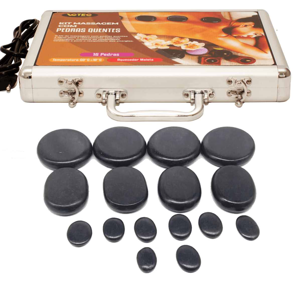 HOT MASSAGE PACK 500g 2個セット KIT 16 Pedras Quentes + Maleta Aquecedora Spa Therapy Massagem