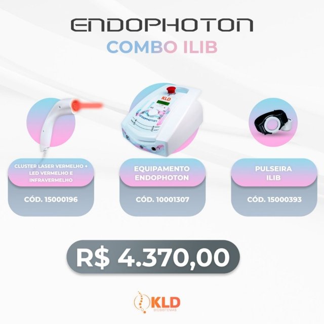 Combo Endophoton ILIB – Endophoton KLD +  01 Cluster Laser e Led Vermelho e Infravermelho  + Pulseira ILIB
