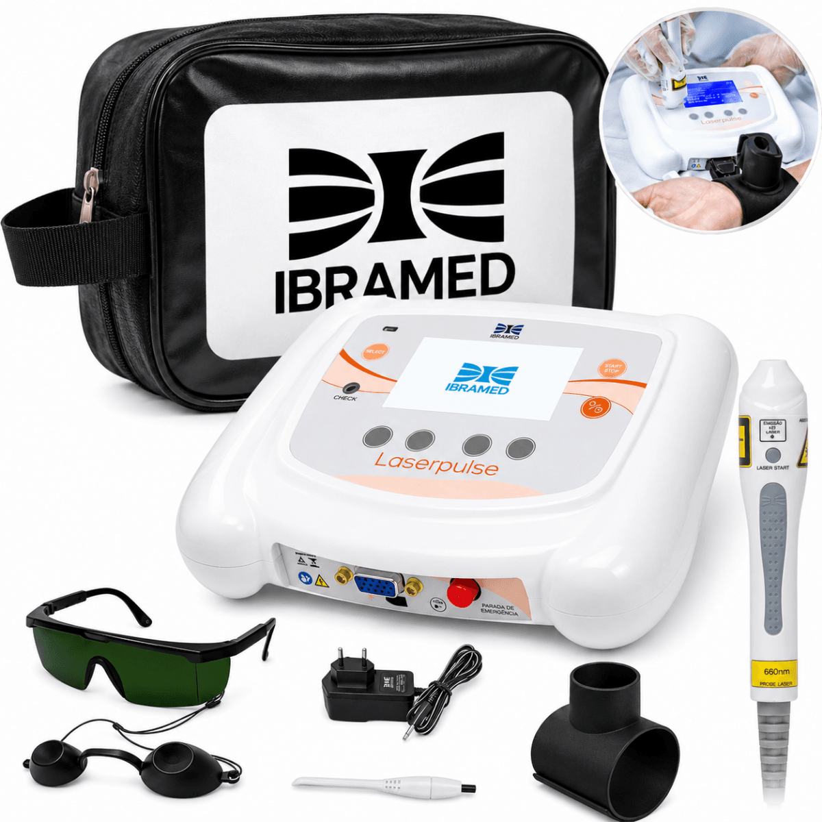 Laserpulse Ibramed - Aparelho De Laser E Caneta 660Nm Vermelha