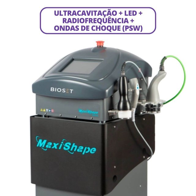 Maxishape Prime Bioset – Radiofrequência, LED, Ultracavitação e Ondas de Choque (PSW)