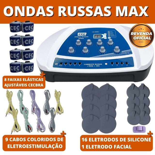 Ondas Russas Max – Aparelho Eletroestimulador 8 Canais - Cecbra