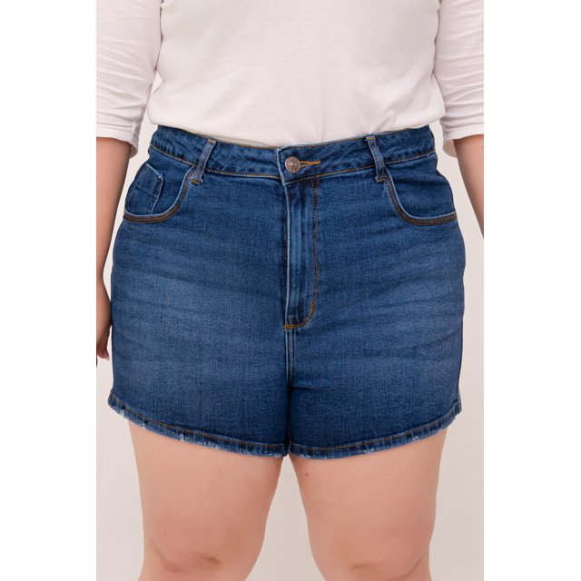 Short jeans confort básico plus size 