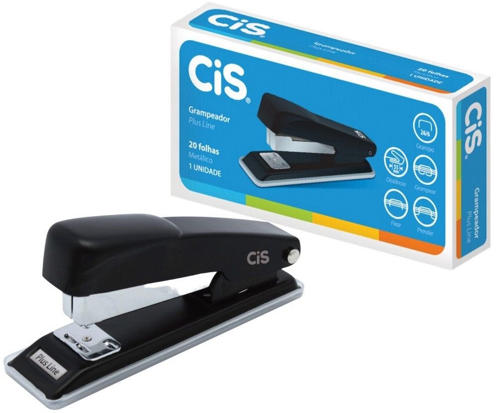 Grampeador Metálico CiS Plus Line 26/6 - Até 20 Folhas | Dudu Brinquedos