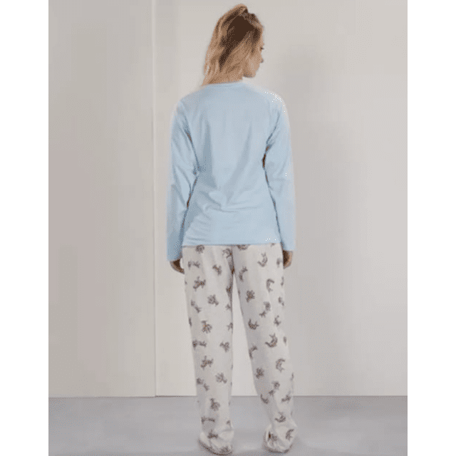 Pijama azul bebê manga e calça longa