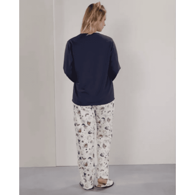 Pijama manga longa com calça estampada