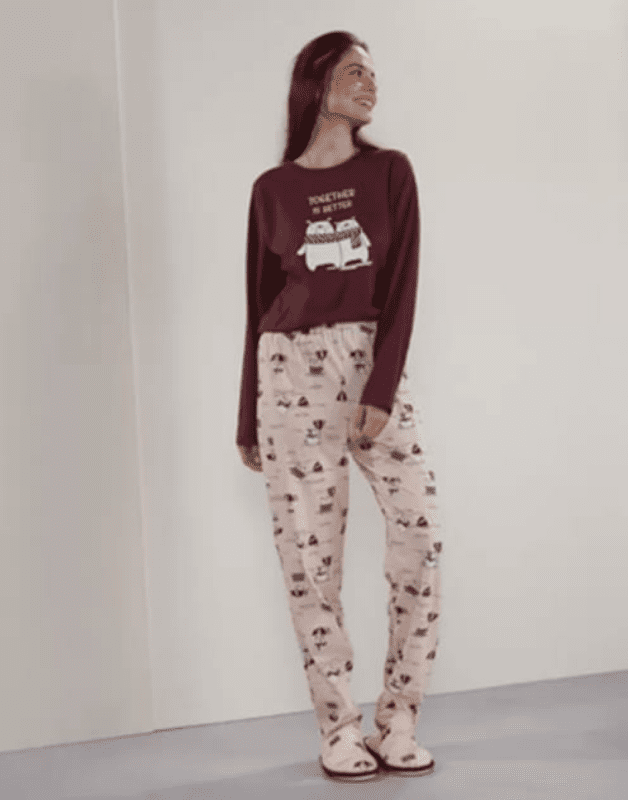 Pijama com calça e manga  longa