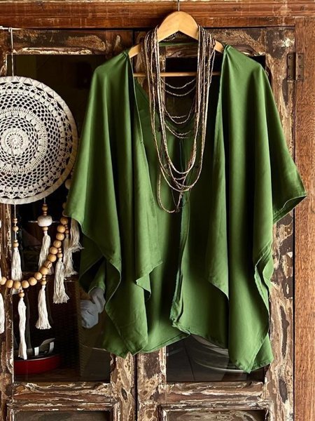 Kimono Curto Hippie - Verde Militar