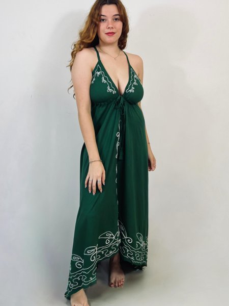 Vestido Pontas Bordado - Verde