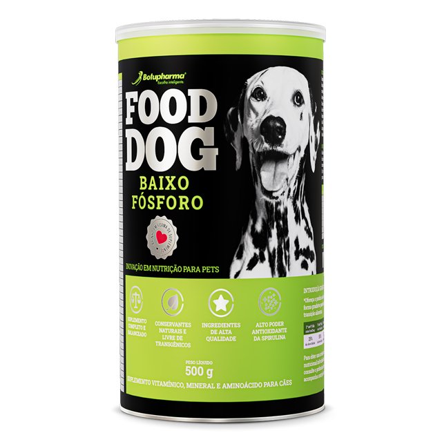 Food Dog Baixo Fósforo 500g - Suplemento Natural p/ comida caseira de Cães com Problemas Renais