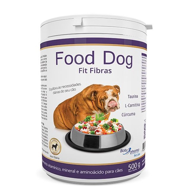 Suplemento food dog fit fibras 500g - Suplemento Natural p/ dieta de Cães Obesos ou com Edocrinopatias