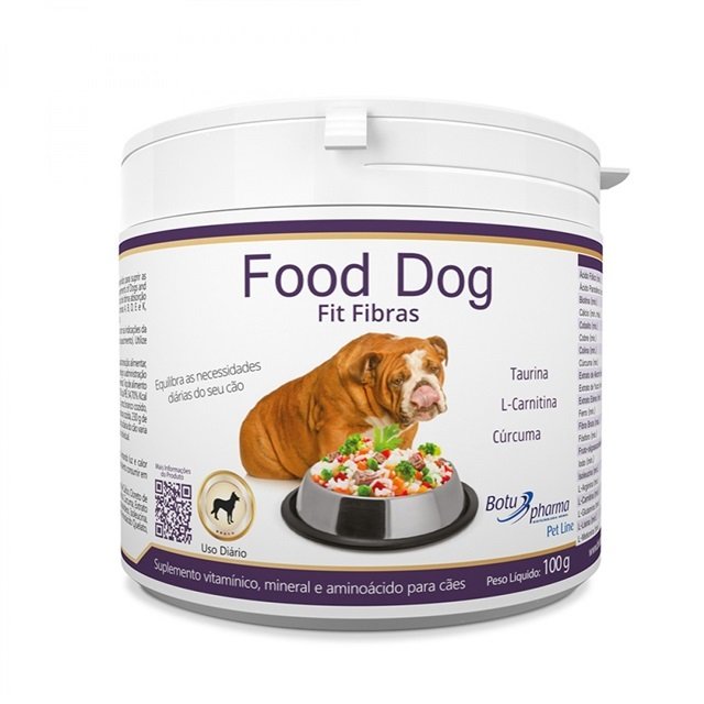 Suplemento food dog fit fibras 100g - Suplemento Natural p/ dieta de Cães Obesos ou com Edocrinopatias