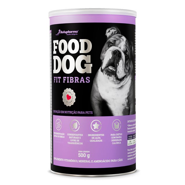 Suplemento food dog fit fibras 500g - Suplemento Natural p/ dieta de Cães Obesos ou com Edocrinopatias