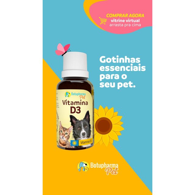 Vitamina D3 Suplemento Vitamínico Cães e Gatos Botupharma - 20ml