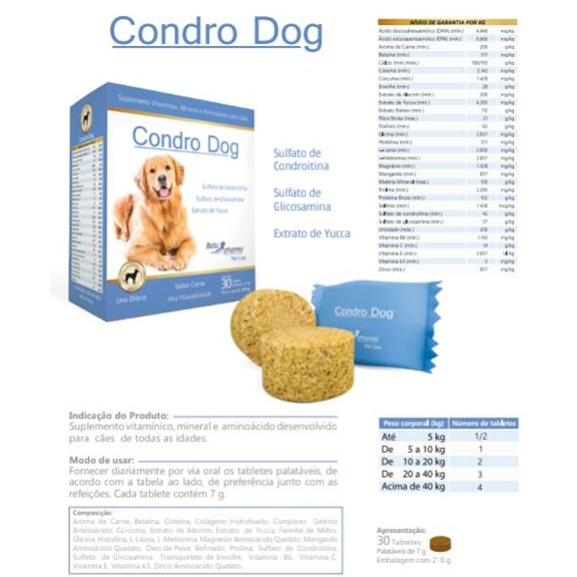 Condro Dog Suplemento Natural p/ Cães com Problemas Locomotores e Colapso de Traquéia - Nutradog