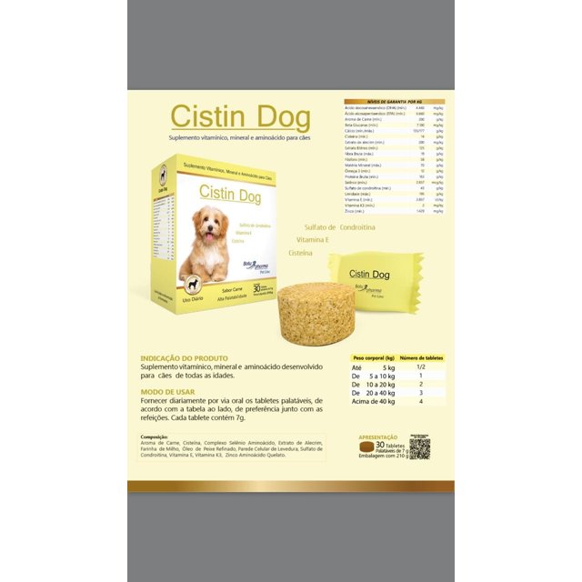 Cistin Dog Suplemento Natural p/ Cães com Problemas  Urinários e Pneumonias - Nutradog