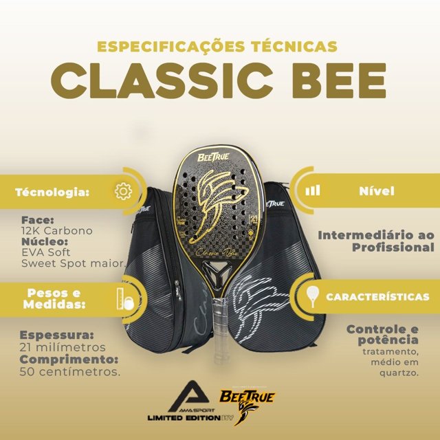 Raquete de Beach Tennis CLASSIC BEE AMA SPORT | Loja do Mago