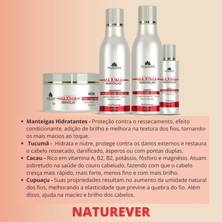 Kit Hidratação Máxima Completo Mazzon 970 ml | NATUREVER