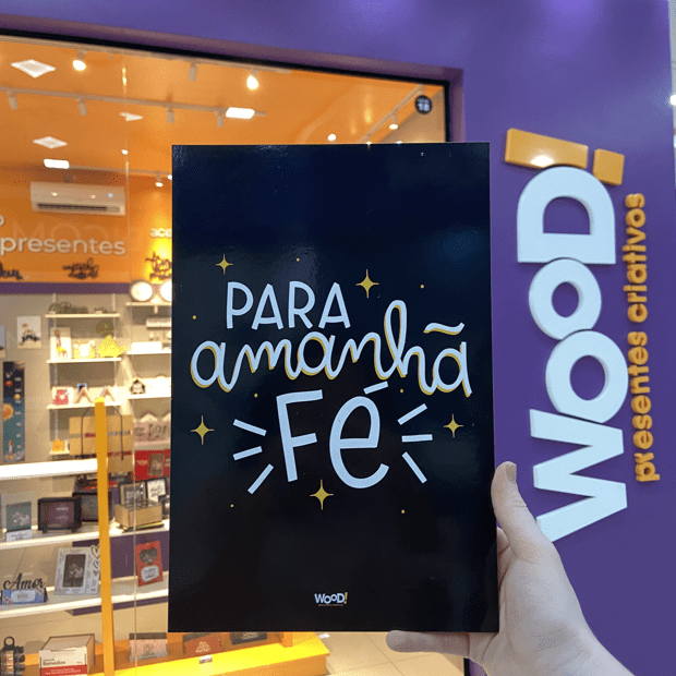 Placa Lettering - Amanhã Fé em MDF | Decoração Inspiradora | Woodpresentes