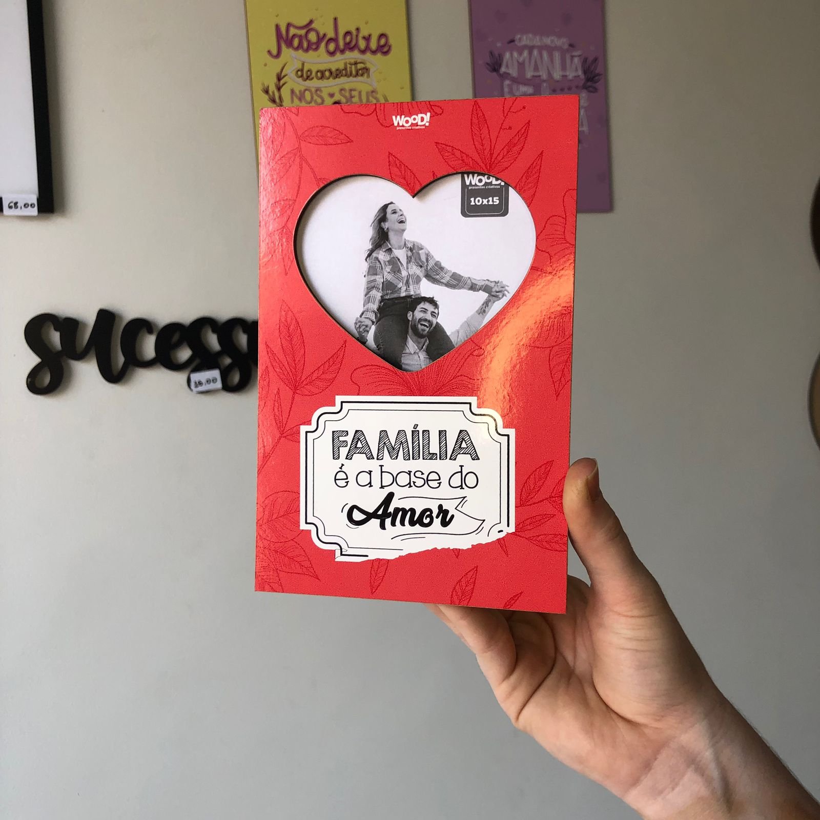 Porta-retrato Coração Família é a Base: Exiba memórias de família