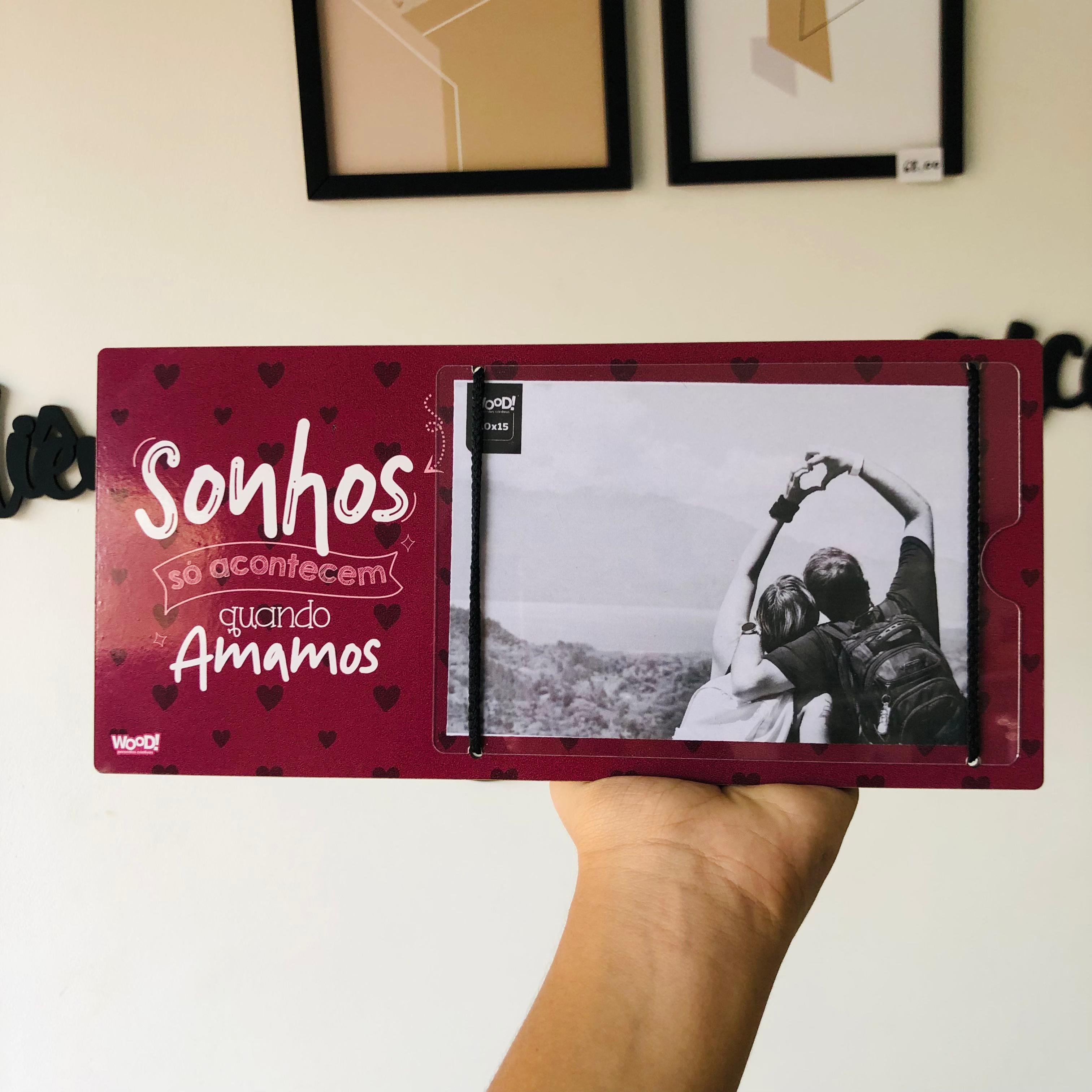 Porta-retrato Horizontal Sonhos | MDF 3mm | Exiba Memórias com